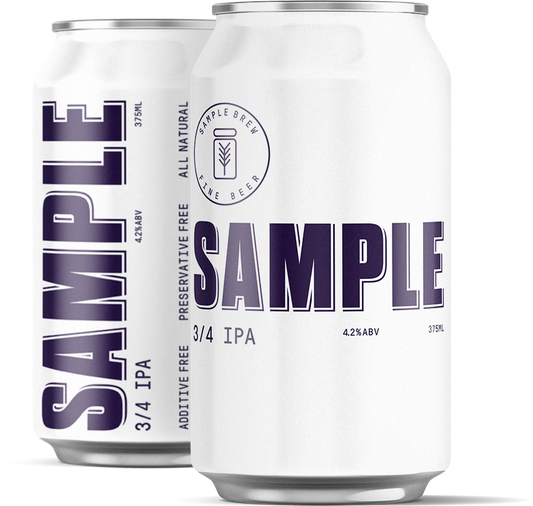3/4 IPA Sample Brew beer cans