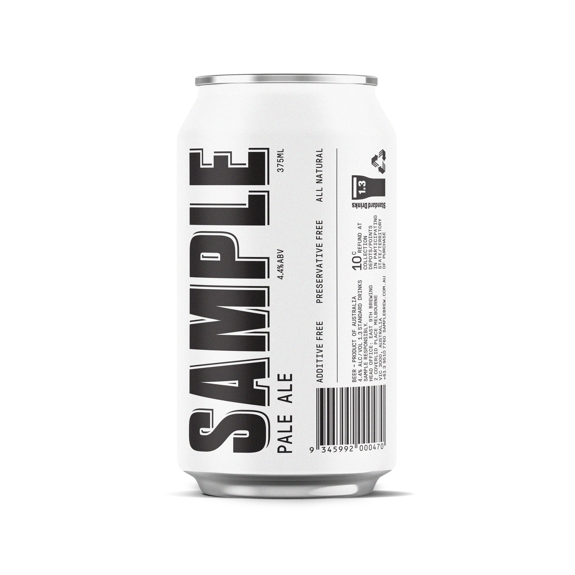 Side view of Sample Brew pale ale can